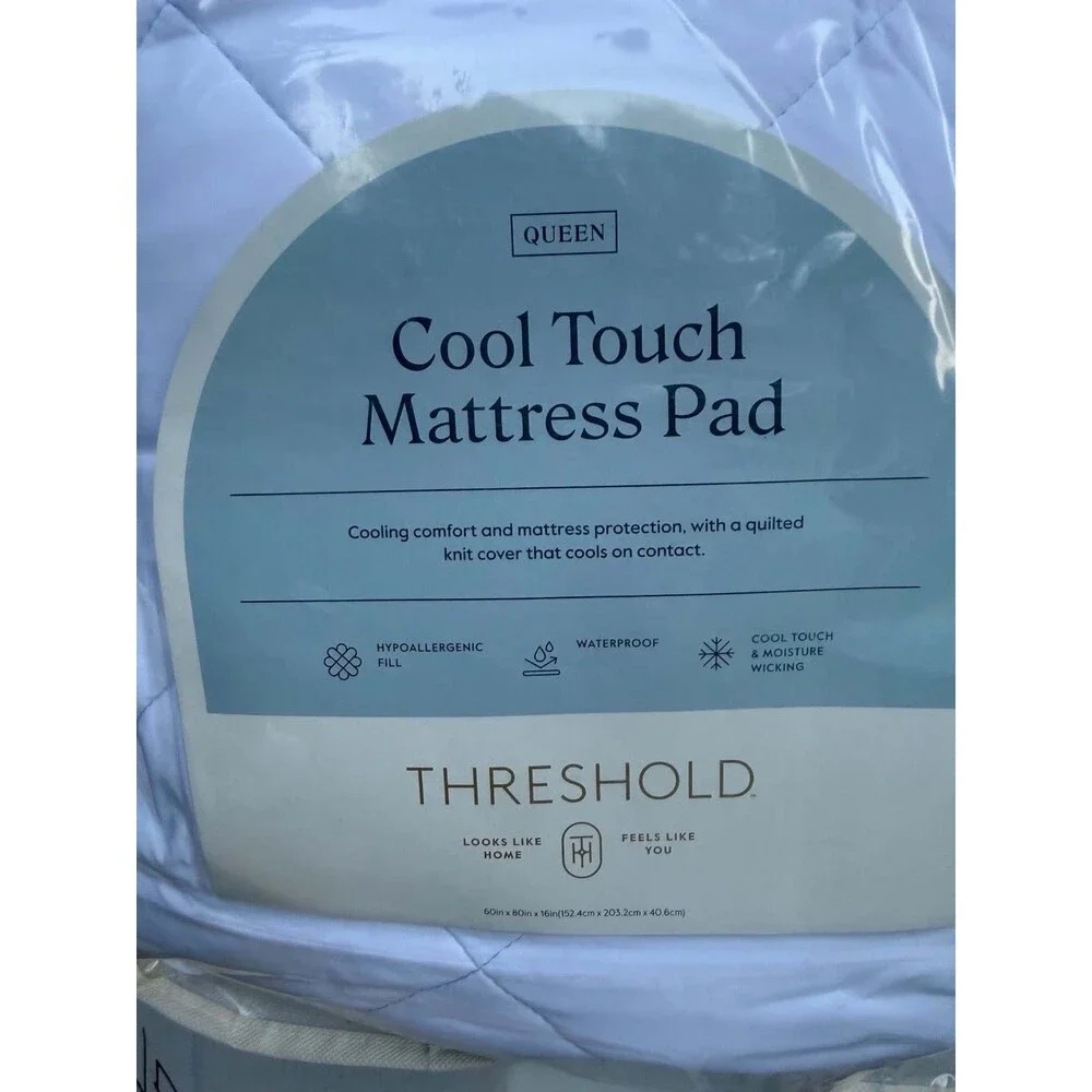 Threshold Queen Cool Touch Cooling Mattress Pad Waterproof Hypoallergenic 18in
